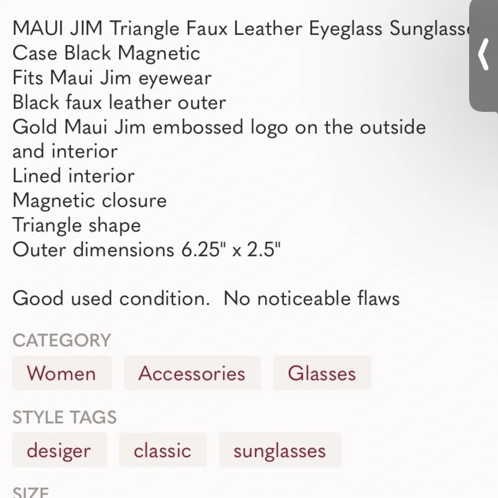 MAUI JIM Triangle Faux Leather Eyeglass Sunglasses Case Black Magnetic